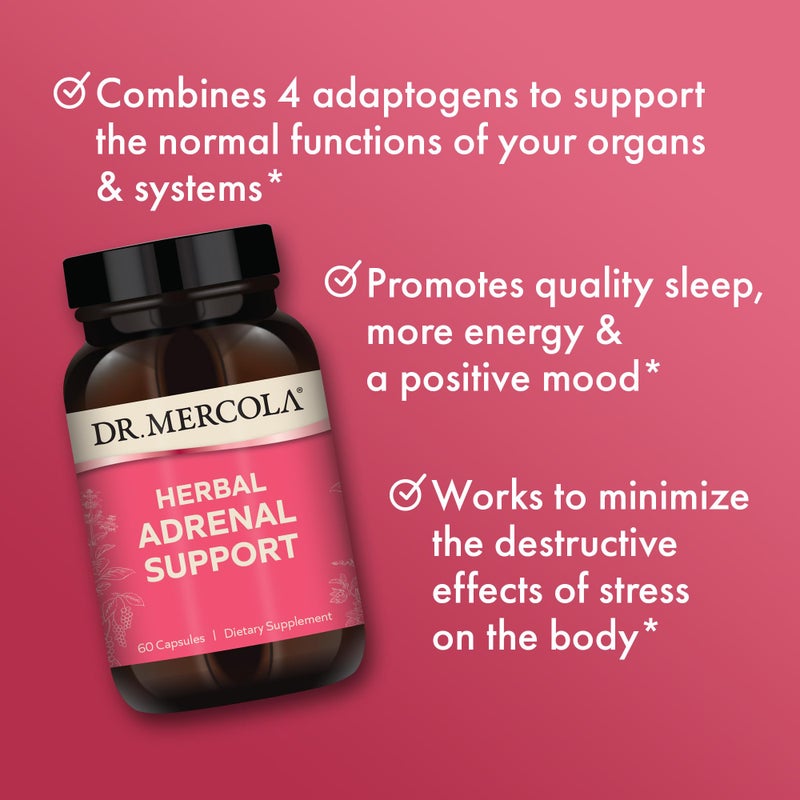 Dr. Mercola Herbal Adrenal Support, 30 Servings (60 Capsules), Dietary Supplement, Mood and Stress Management, Non-GMO - Image 4